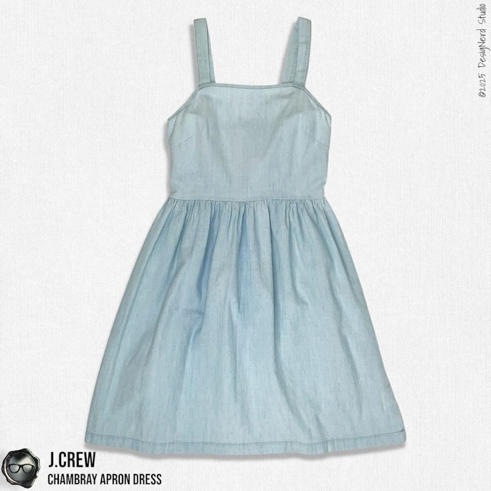 J. CREW CHAMBRAY APRON DRESS COTTON SUMMER SUNDRESS IN PALE BLUE SIZE XXS